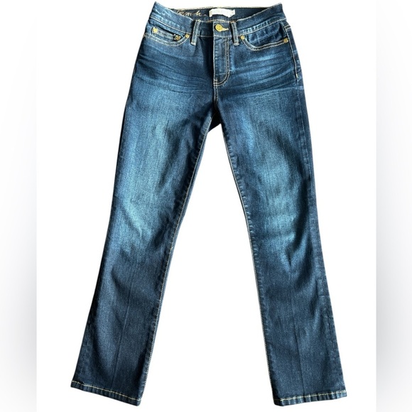 Tory Burch Sadie Dark Wash Stretch Cropped Straight Leg Jeans Women’s Size 23 - Picture 1 of 6